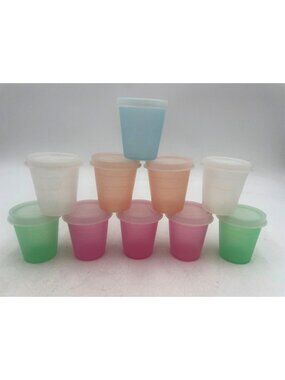 Set Of 10 Multicolor Mini Tupperware Containers Lids Reusable & Stackable